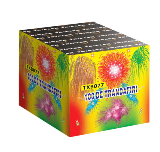 Baterie de artificii 25 focuri calibrul 25mm TXB077 100 DE TRANDAFIRI