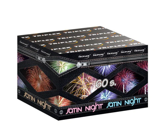 Baterii de ARTIFICII 60 focuri calibru 20mm TXB380 SATIN NIGHT TRIPLEX FIREWORKS